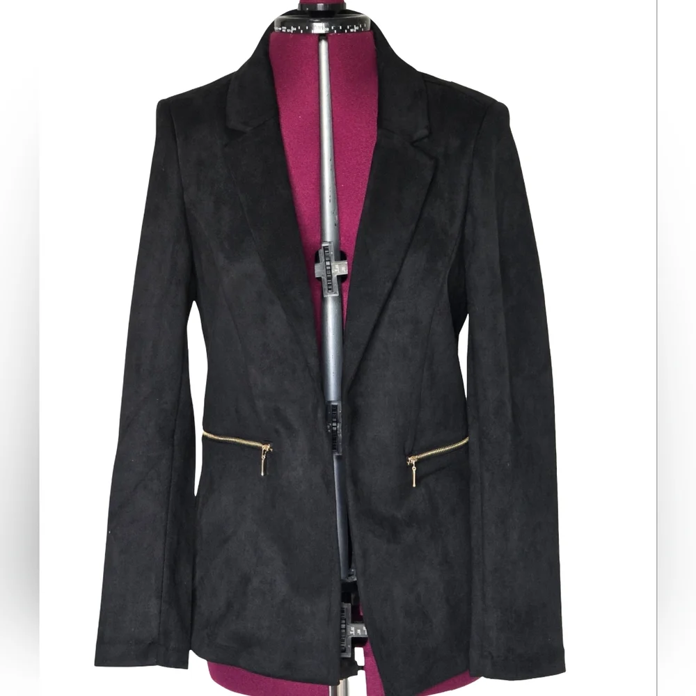 NWT Nanette Lepore Black Faux Suede Blazer Size S Business Casual Night Out Work
